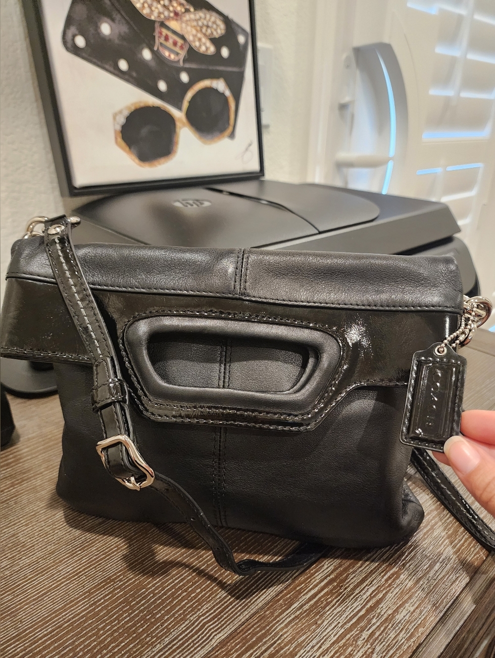 Coach Black Leather Crossbody Bag with Top Handle